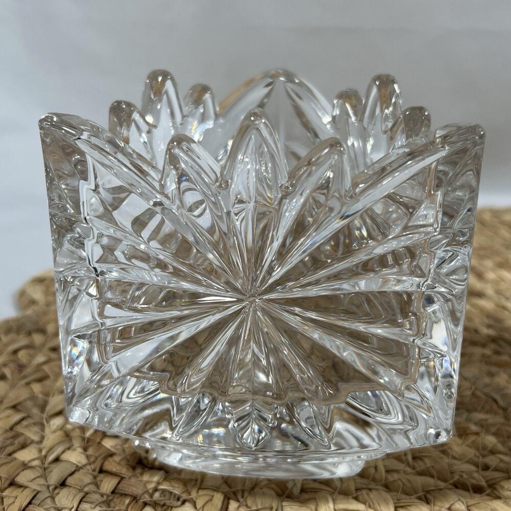 Vintage Mikasa Crystal Fire Blossom Triangle Votive Candle 2 Holders Triangular - Picture 12 of 12